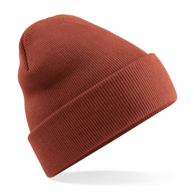Muts beanie met borduring ▪ Roest