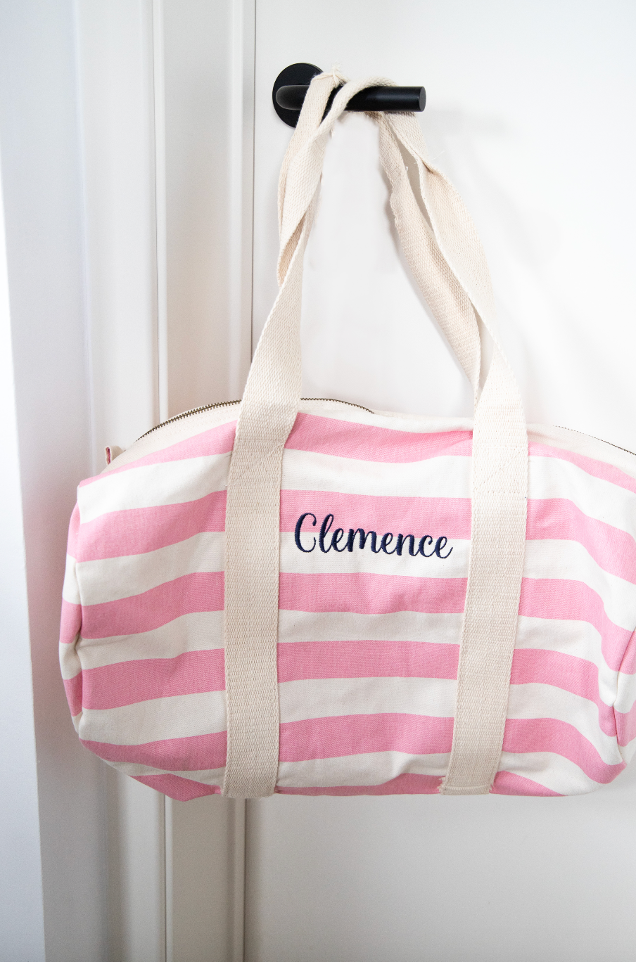 Sport- & logeertas 50cm ▪ Roze gestreept