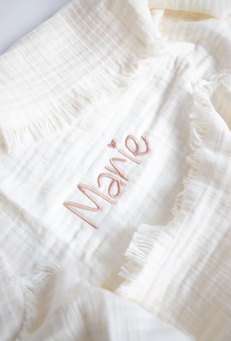 Dekentje 75x100 cm ▪ Muslin Fringe ▪ 3 kleuren