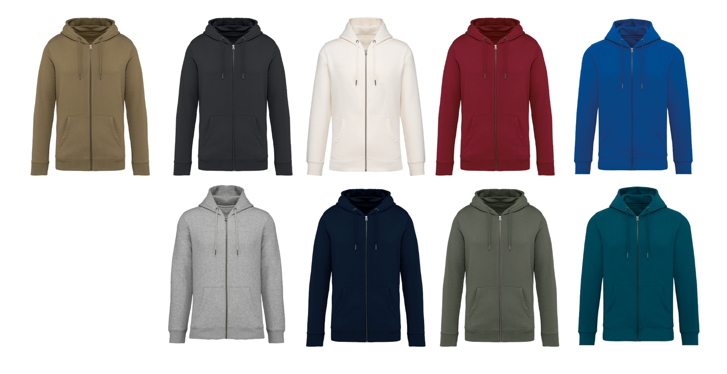 Uniseks hoodie met rits - eigen ontwerp - met borduring