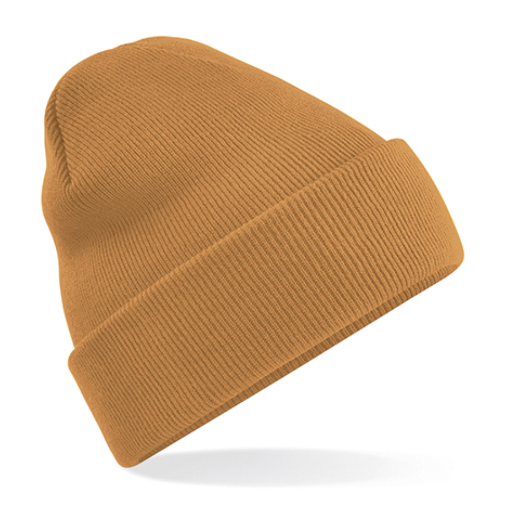Muts beanie met borduring ▪ Caramel