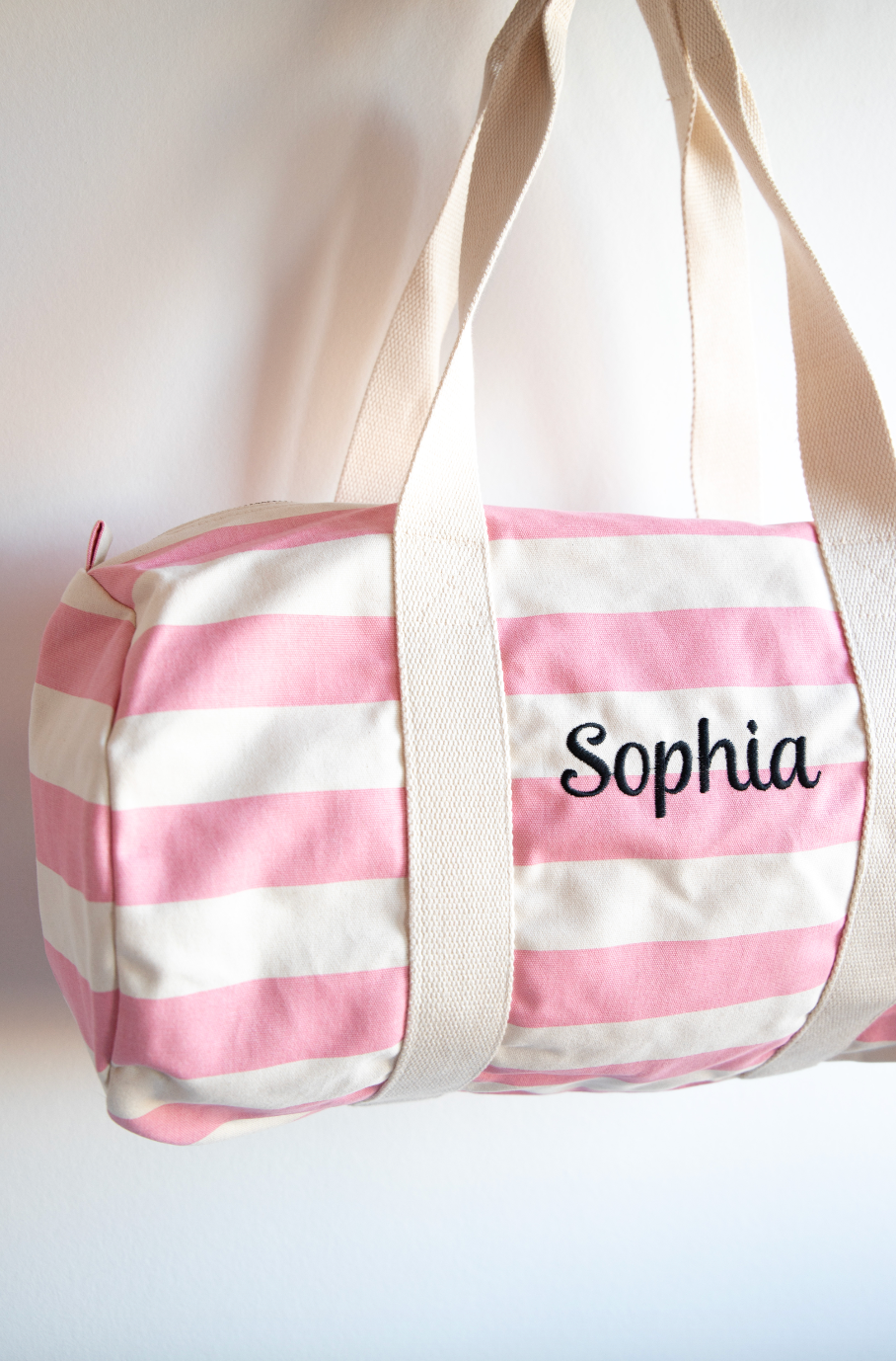 Sport- & logeertas 50cm ▪ Roze gestreept