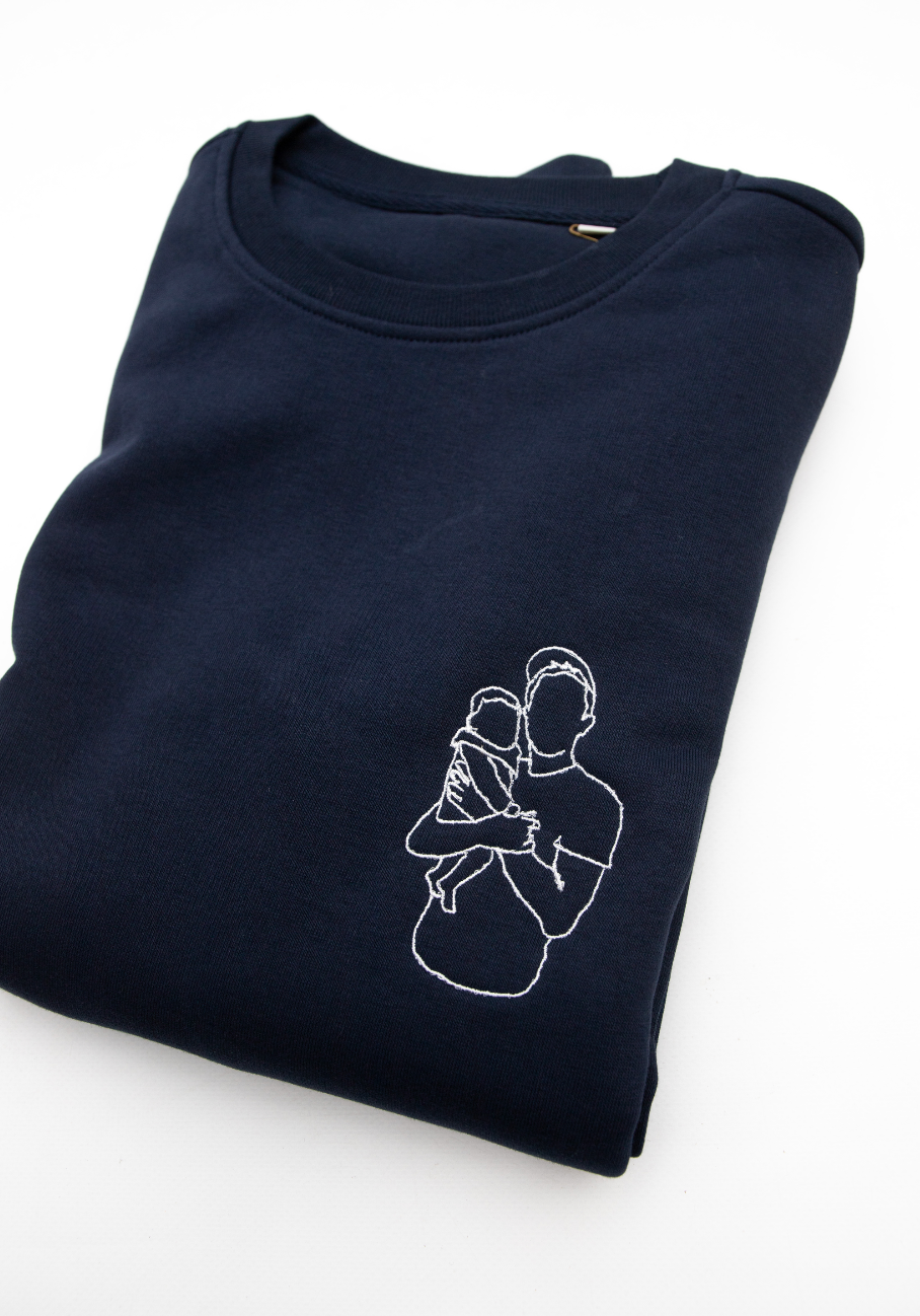 Sweater/hoodie met lijntekening ▪ geborduurd
