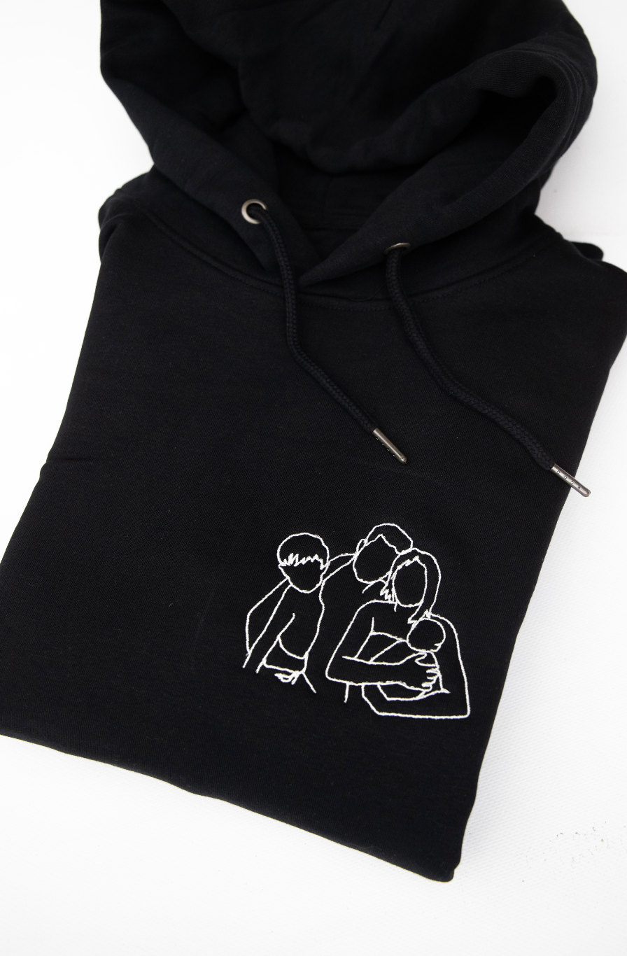 Sweater/hoodie met lijntekening ▪ geborduurd