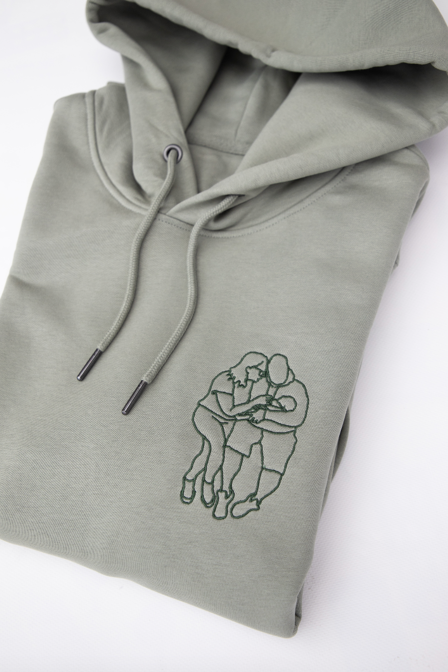 Sweater/hoodie met lijntekening ▪ geborduurd