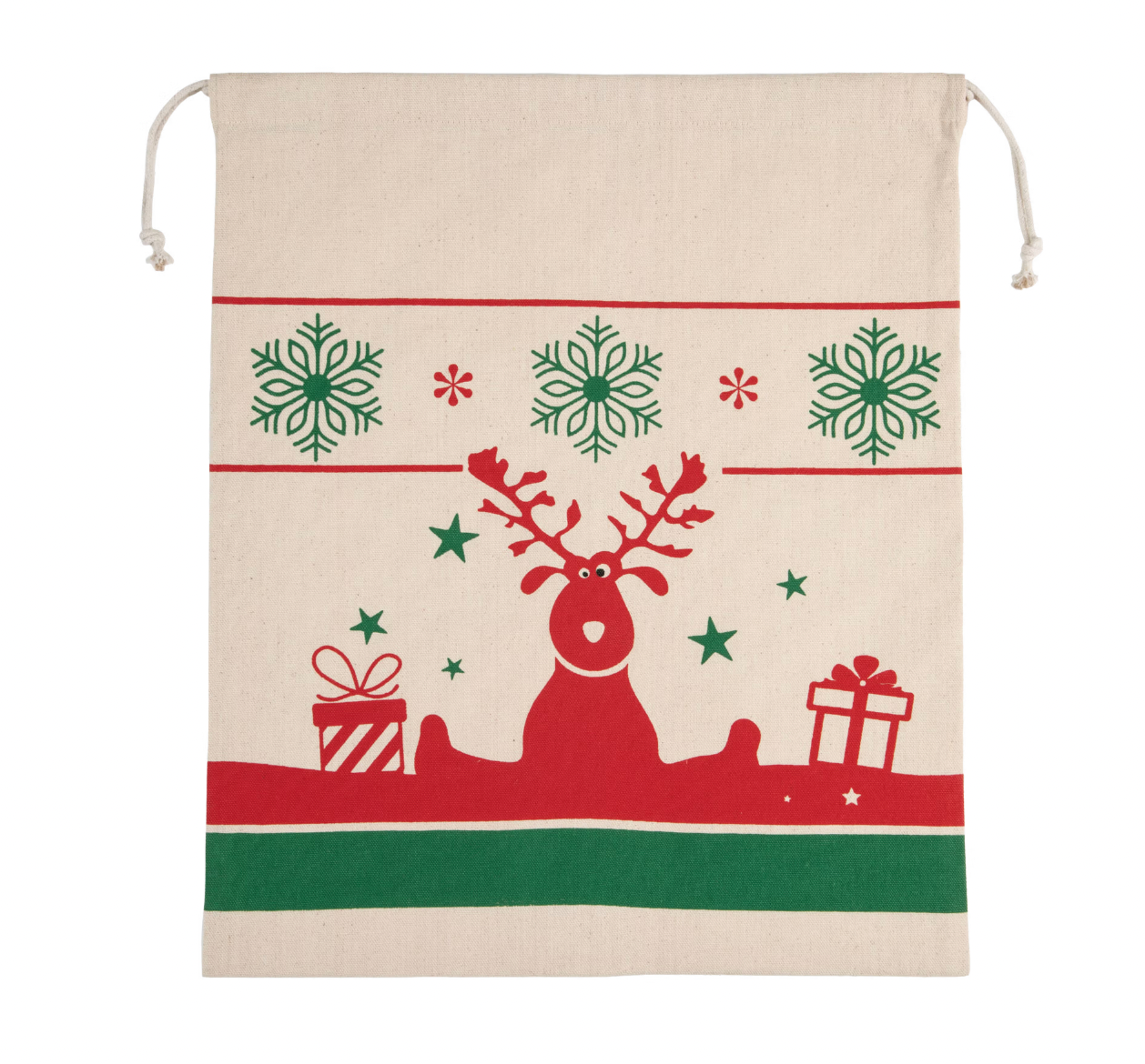 Tas met koord en kerstmotieven