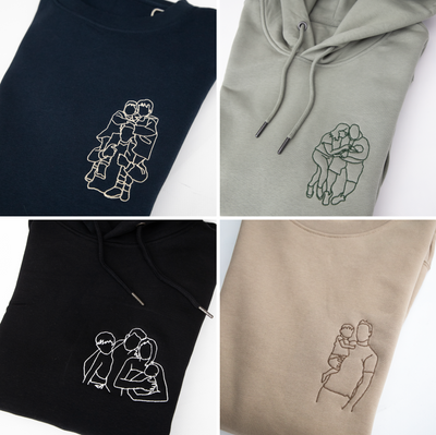 Sweater/hoodie met lijntekening ▪ geborduurd